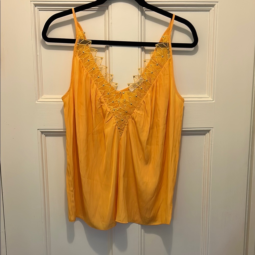 Ramy Brook tangerine Lace and beads Camisole Sleeveless Top